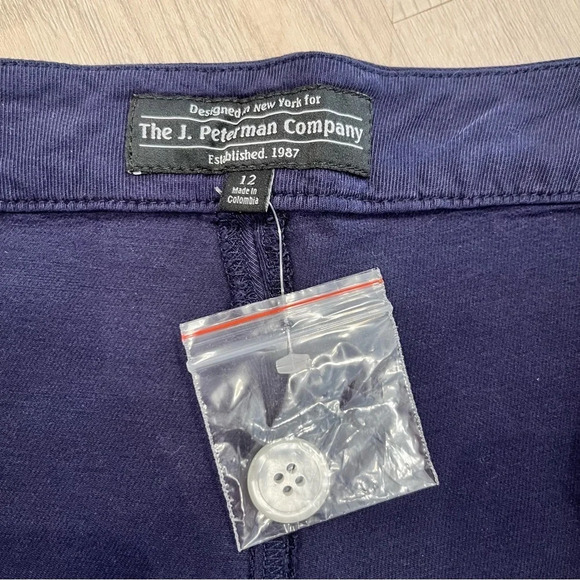 NWOT J Peterman Navy Wide Leg Cropped Nautical Cuffed Sailor Pants 12 - Picture 4 of 11